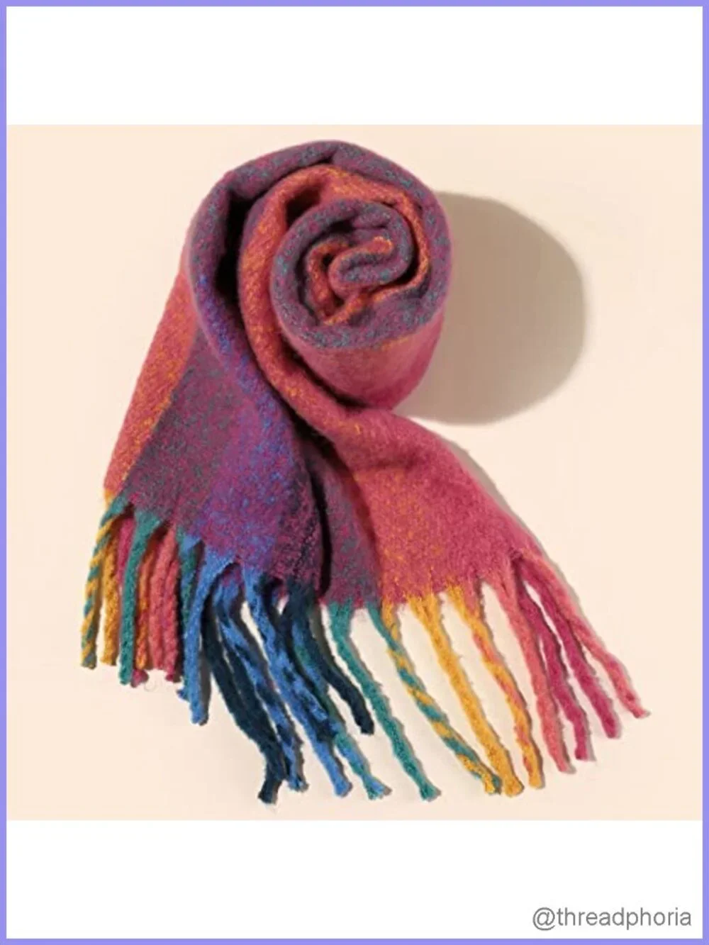 Super Thick Winter Scarf for Women, Plaid Blanket Scarf Wrap, 100% Polyester